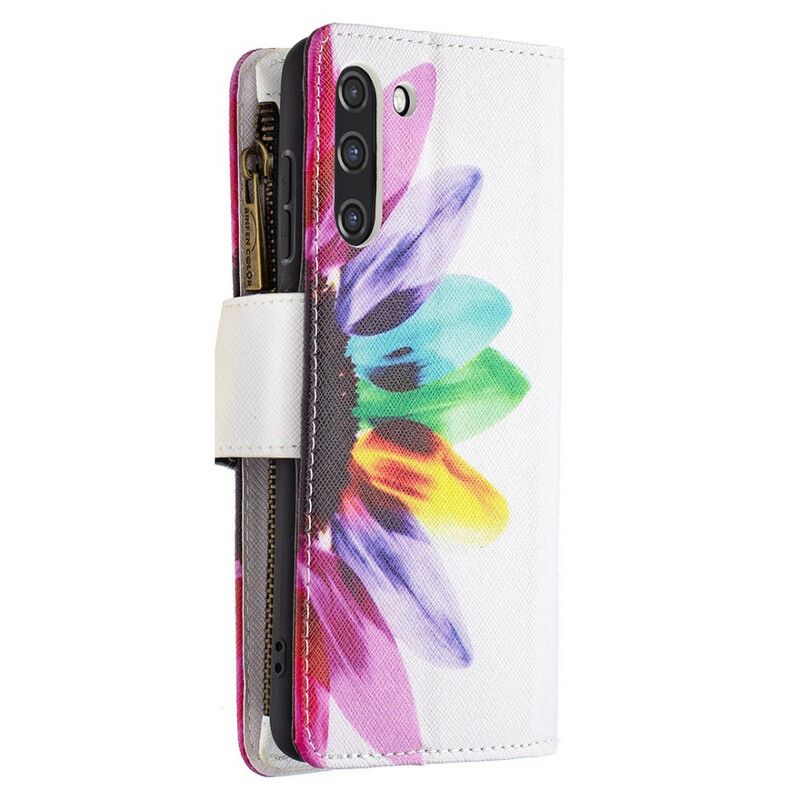 Etui Folio Samsung Galaxy S21 Fe Kieszonka Na Zamek W Kwiaty