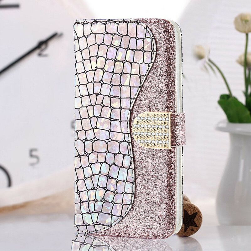 Etui Folio Samsung Galaxy S21 Fe Krokodyle Diamenty