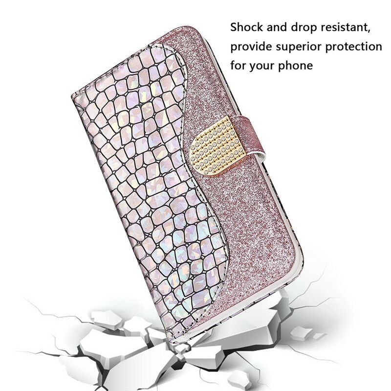 Etui Folio Samsung Galaxy S21 Fe Krokodyle Diamenty