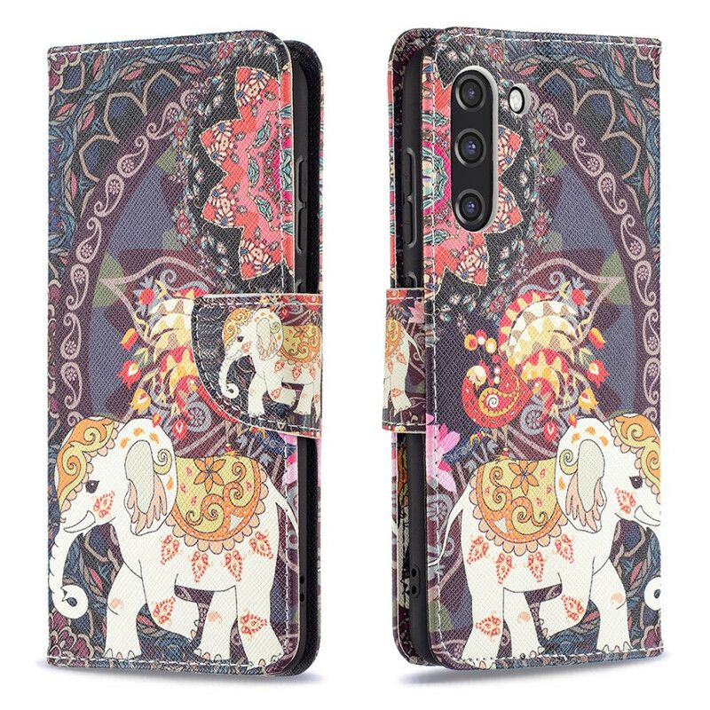 Etui Folio Samsung Galaxy S21 Fe Mandala Słonie Etniczne Etui Ochronne