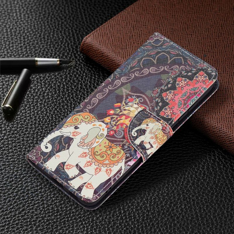 Etui Folio Samsung Galaxy S21 Fe Mandala Słonie Etniczne Etui Ochronne