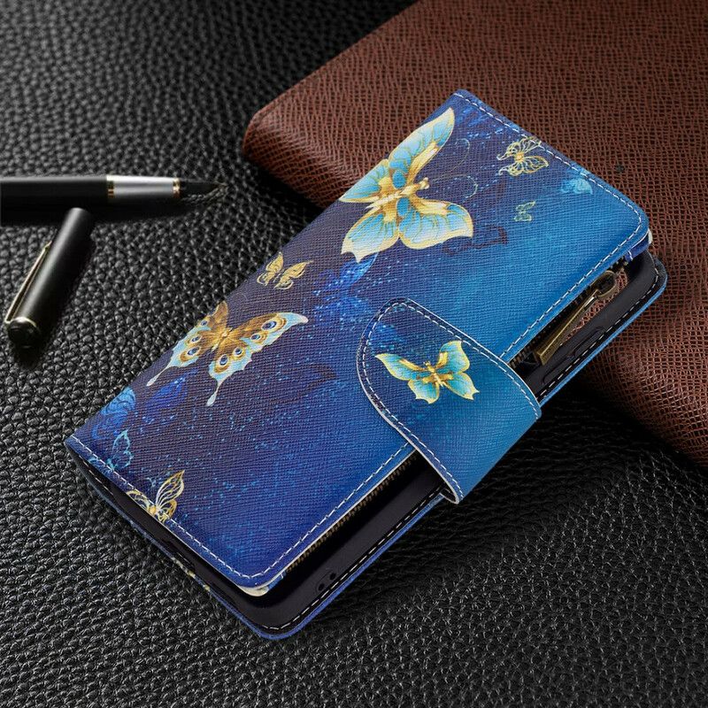 Etui Folio Samsung Galaxy S21 Fe Motyle Motyle Kieszeń Na Zamek Etui Ochronne