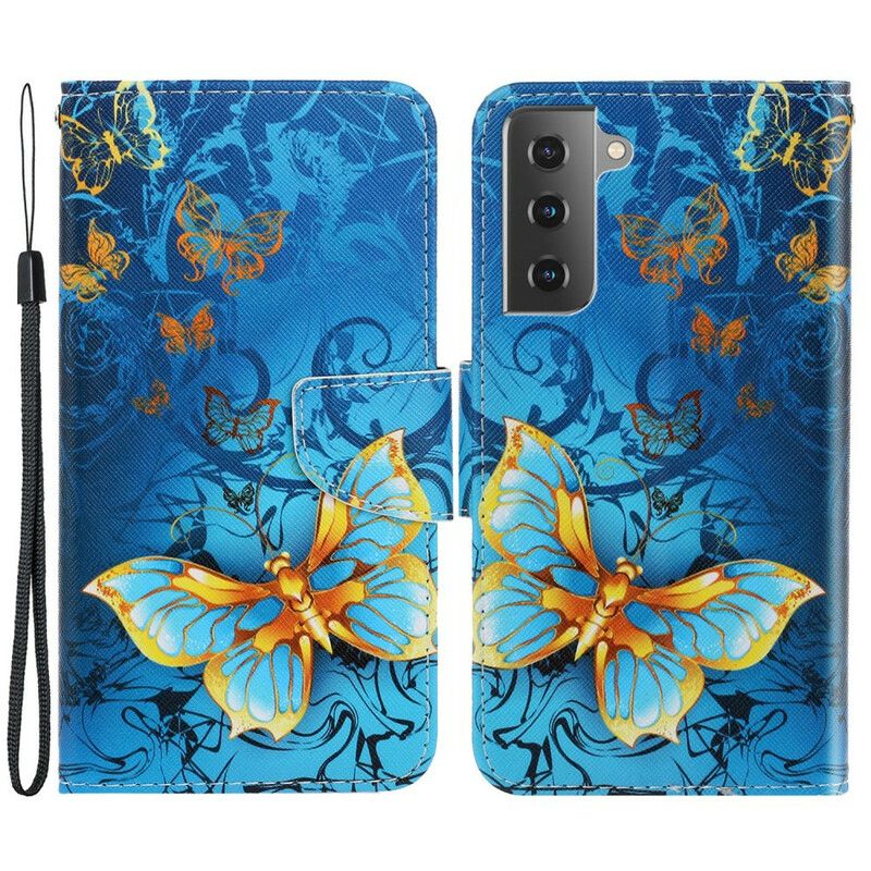 Etui Folio Samsung Galaxy S21 Fe Odmiany Pasków Motyli Etui Ochronne