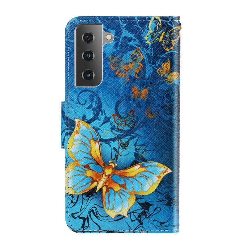 Etui Folio Samsung Galaxy S21 Fe Odmiany Pasków Motyli Etui Ochronne