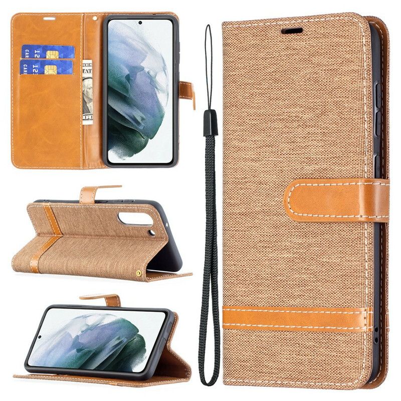 Etui Folio Samsung Galaxy S21 Fe Pasek Z Tkaniny I Skóry