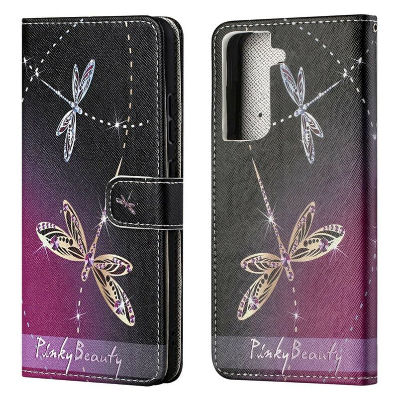 Etui Folio Samsung Galaxy S21 Fe Pasiaste Ważki Etui Ochronne