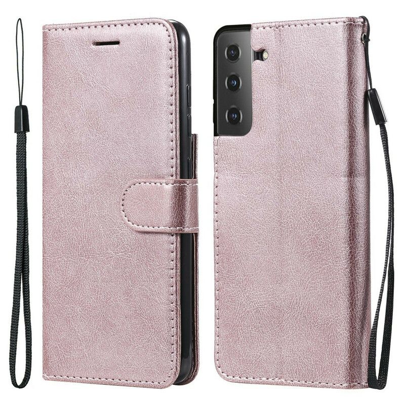 Etui Folio Samsung Galaxy S21 Fe Skórzany Pasek Z Efektem