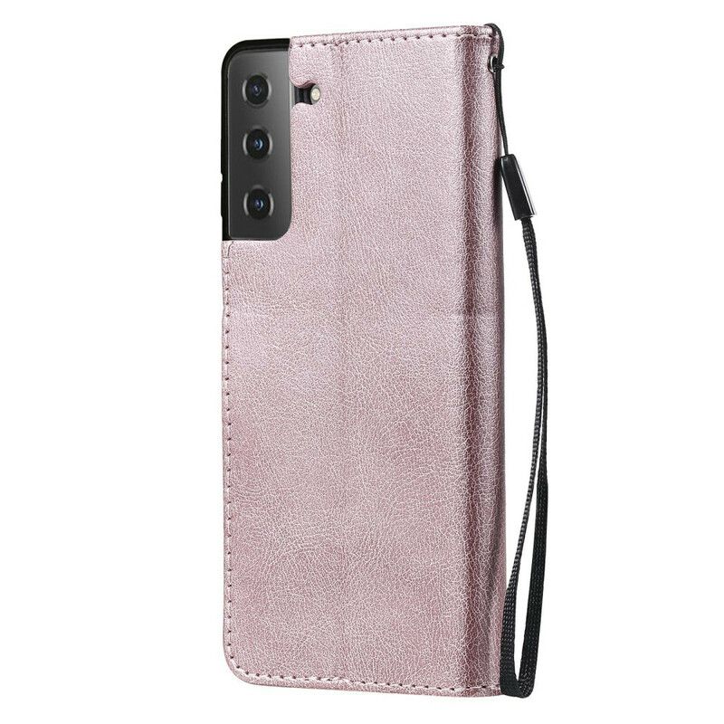 Etui Folio Samsung Galaxy S21 Fe Skórzany Pasek Z Efektem