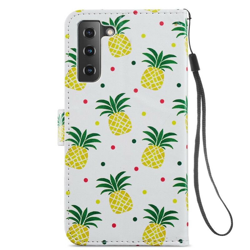 Etui Folio Samsung Galaxy S21 Fe Wiele Ananasów Etui Ochronne