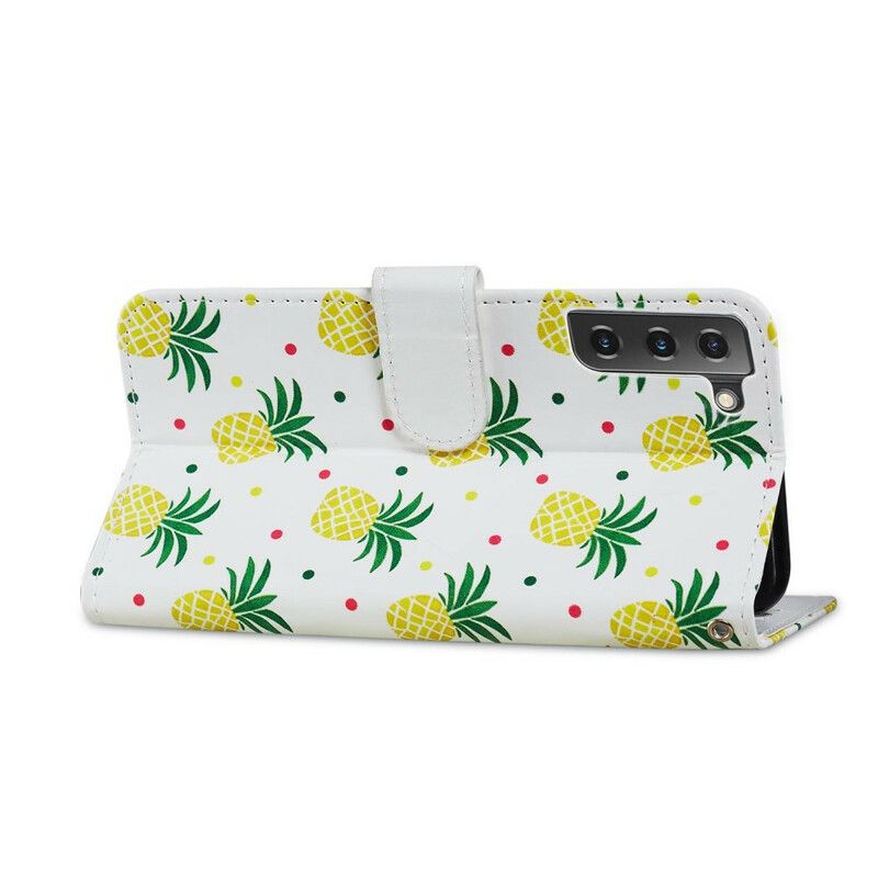 Etui Folio Samsung Galaxy S21 Fe Wiele Ananasów Etui Ochronne