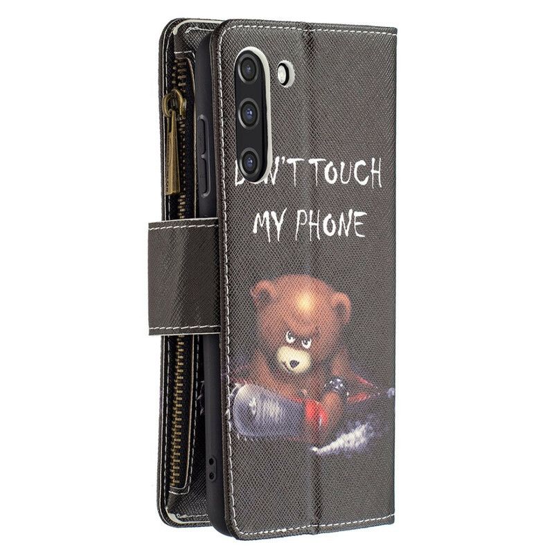 Etui Folio Samsung Galaxy S21 Fe Zapinany Kieszonkowy Miś Etui Ochronne