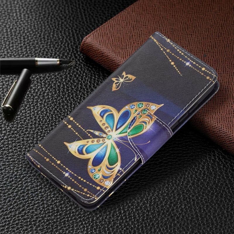 Etui Folio Samsung Galaxy S21 Fe Złoty Motyl Etui Ochronne