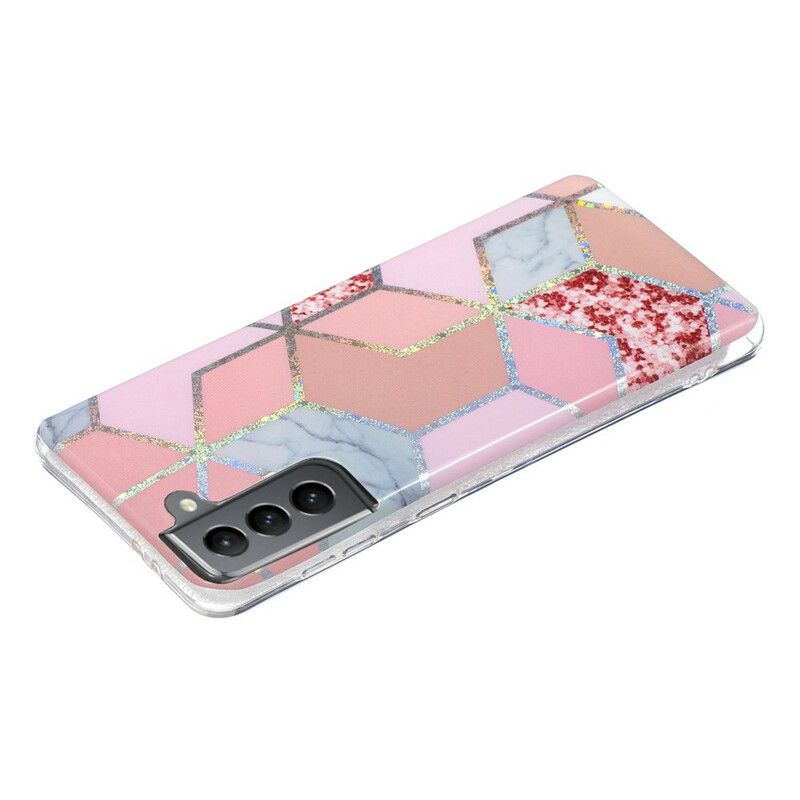 Etui Samsung Galaxy S21 Fe Brokatowy Marmur Etui Ochronne