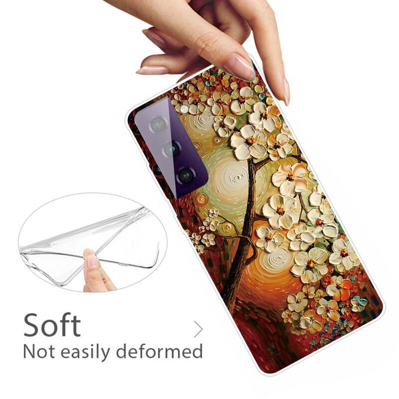 Etui Samsung Galaxy S21 Fe Elastyczne Kwiaty Etui Ochronne