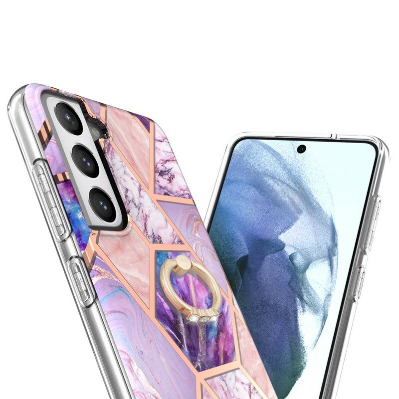 Etui Samsung Galaxy S21 Fe Geometryczny Marmur Z Pierścieniem Nośnym