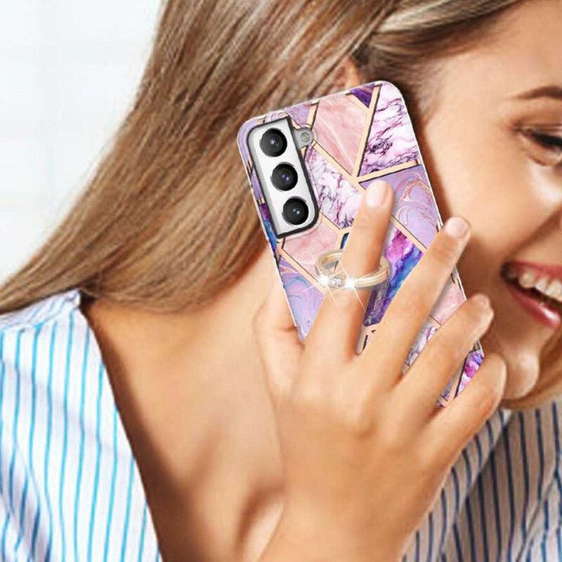 Etui Samsung Galaxy S21 Fe Geometryczny Marmur Z Pierścieniem Nośnym