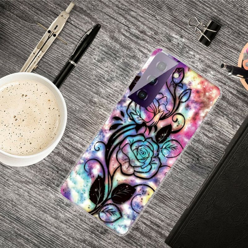 Etui Samsung Galaxy S21 Fe Graficzne Kwiaty