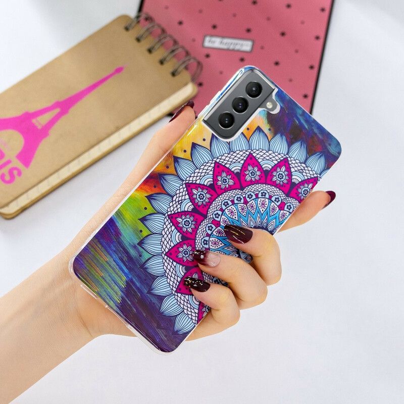 Etui Samsung Galaxy S21 Fe Kolorowa Mandala Fluorescencyjna Etui Ochronne