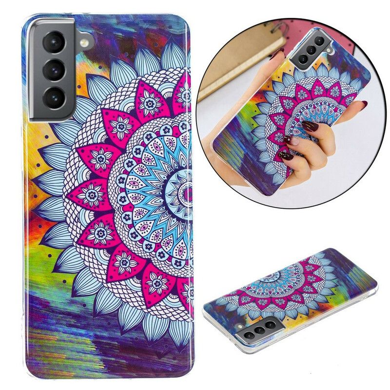 Etui Samsung Galaxy S21 Fe Kolorowa Mandala Fluorescencyjna Etui Ochronne