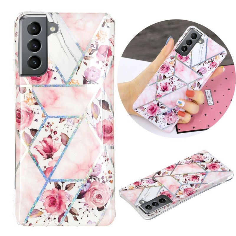 Etui Samsung Galaxy S21 Fe Marmurkowe Kwiaty Etui Ochronne