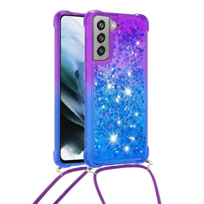 Etui Samsung Galaxy S21 Fe Silikonowe Cekiny I Sznurek