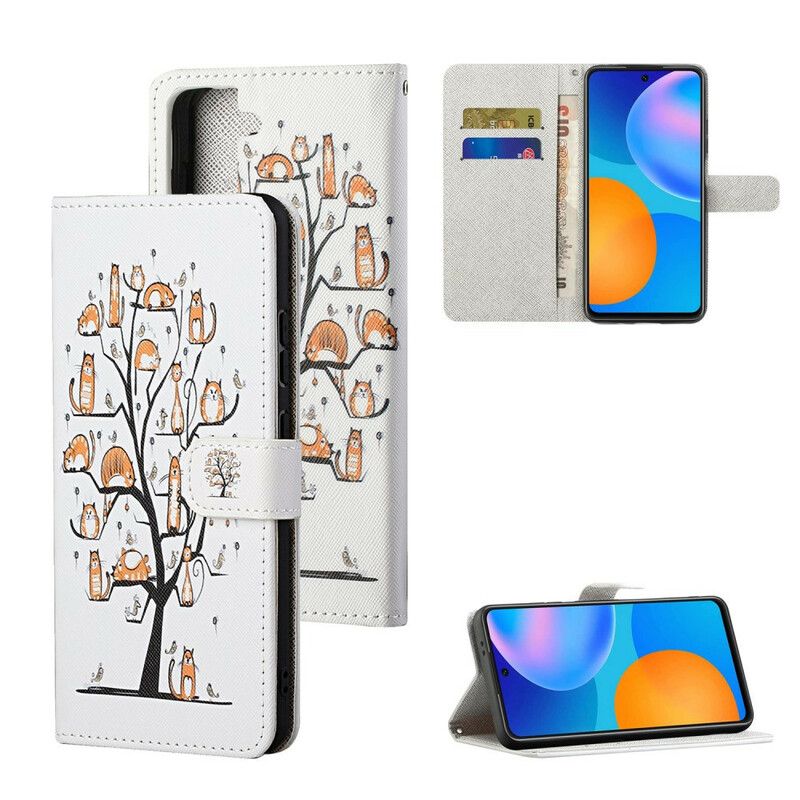 Skórzany Futerał Samsung Galaxy S21 Fe Etui Na Telefon Funky Cats Strappy