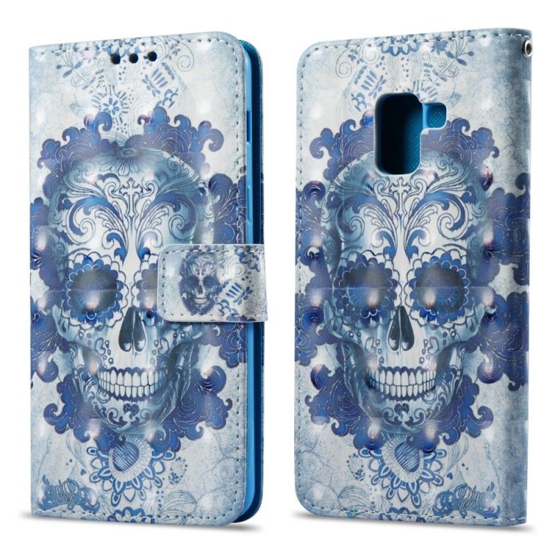 Etui Folio Samsung Galaxy A8 3D Niebieska Czaszka Etui Ochronne