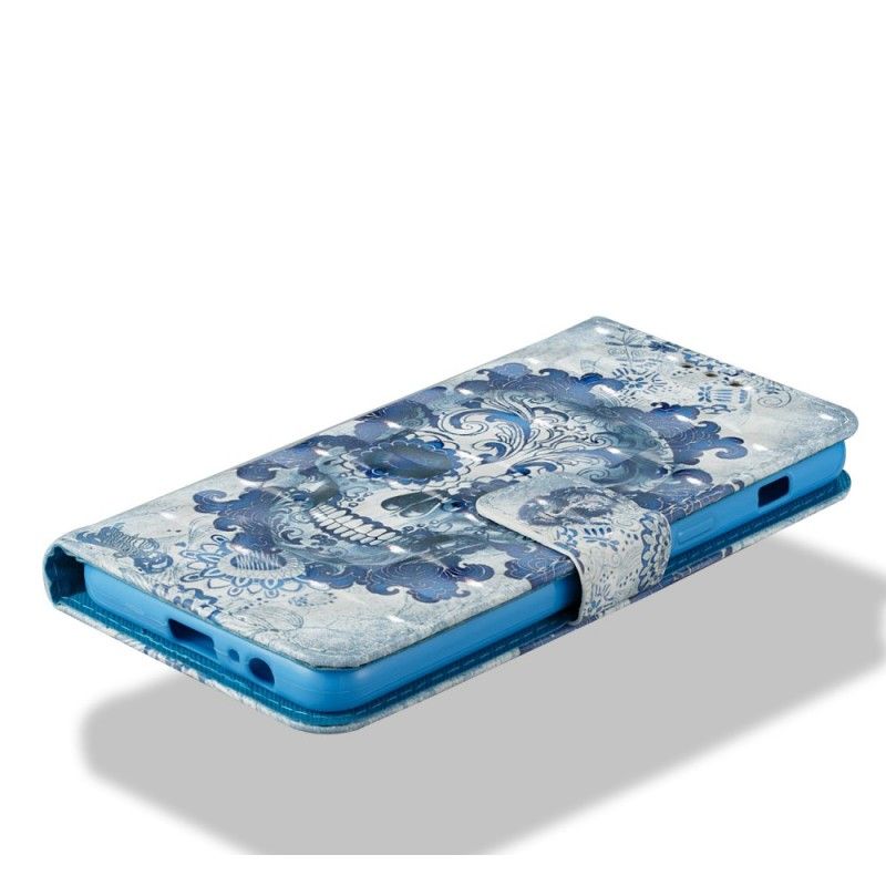 Etui Folio Samsung Galaxy A8 3D Niebieska Czaszka Etui Ochronne