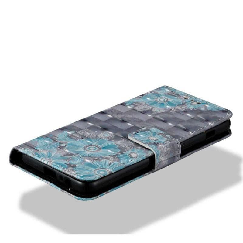 Etui Folio Samsung Galaxy A8 3D Niebieskie Kwiaty Etui Ochronne