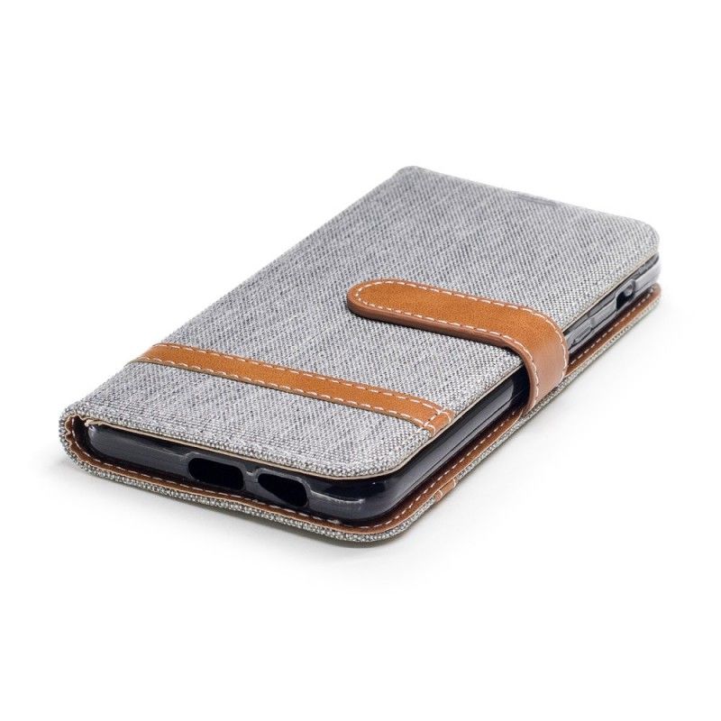 Etui Folio Samsung Galaxy A8 Szary Czarny Efekt Tkaniny I Skóry Z Paskiem Etui Ochronne