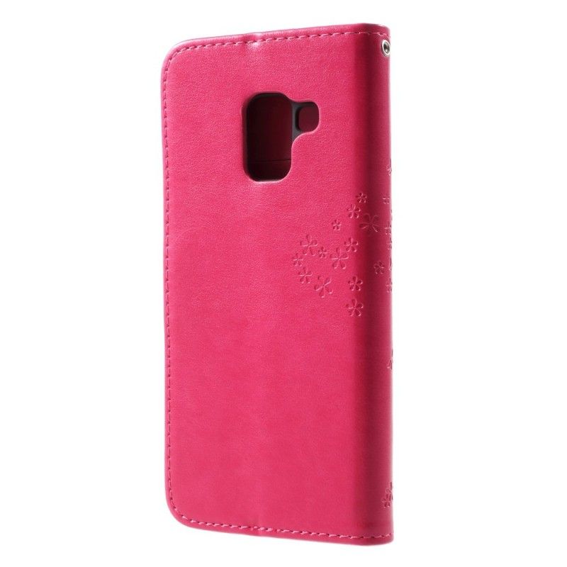 Etui Folio Samsung Galaxy A8 Szary Czarny Sowy Drzewne I Stringi