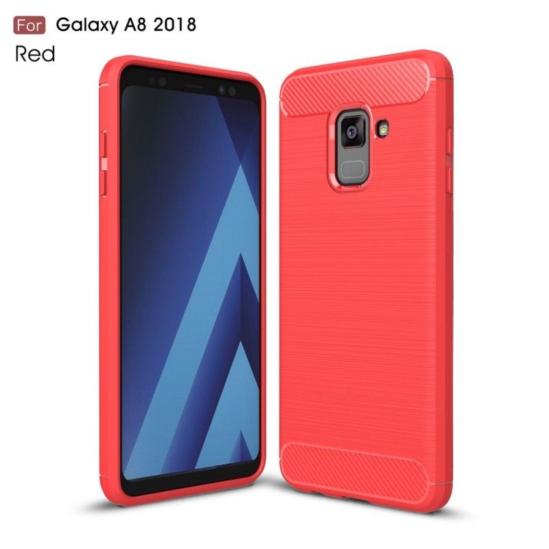 Etui Samsung Galaxy A8 Czerwony Czarny Szczotkowane Włókno Węglowe Etui Ochronne