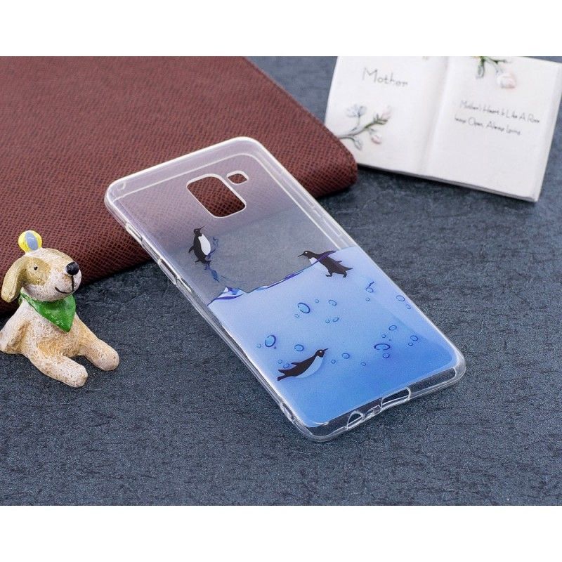 Etui Samsung Galaxy A8 Gra W Pingwiny Etui Ochronne