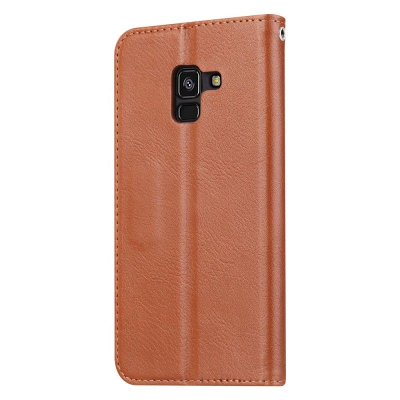 Flip Kotelot Samsung Galaxy A8 Czerwony Czarny Etui Na Karty Ze Sztucznej Skóry