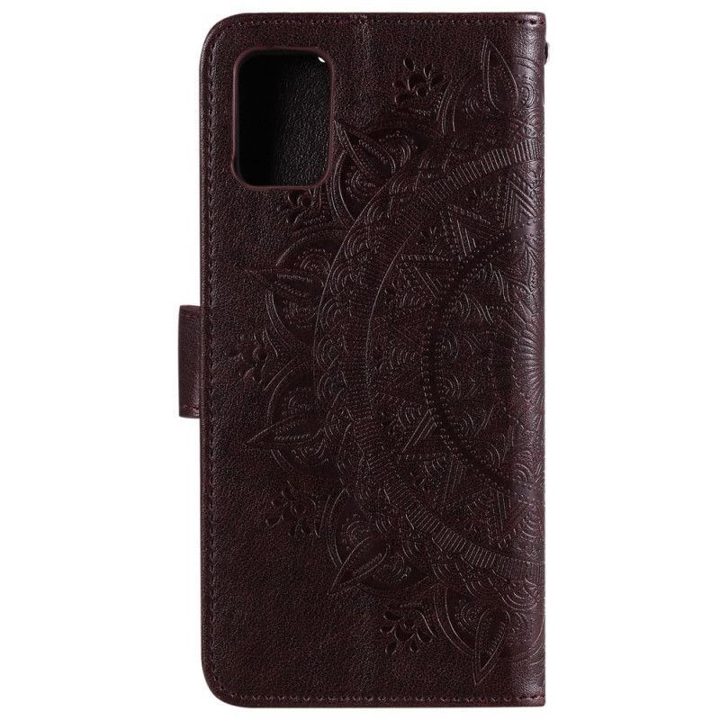 Etui Folio Samsung Galaxy A51 5G Brązowy Szary Mandala Słońca