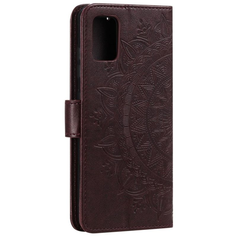 Etui Folio Samsung Galaxy A51 5G Brązowy Szary Mandala Słońca