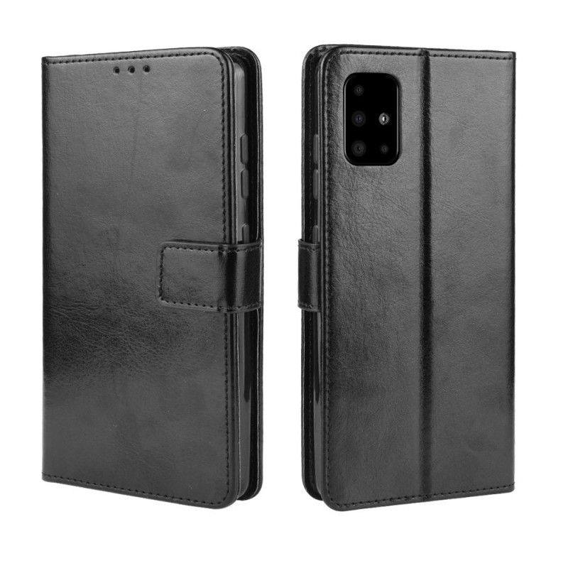 Etui Folio Samsung Galaxy A51 5G Czarny Efektowna Sztuczna Skóra Etui Ochronne