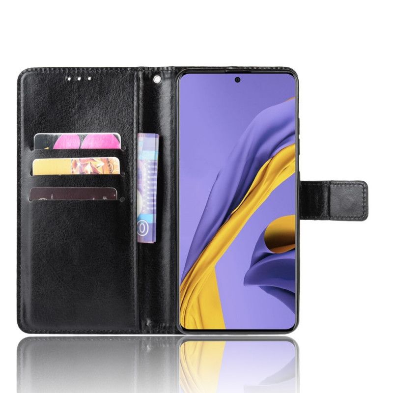 Etui Folio Samsung Galaxy A51 5G Czarny Efektowna Sztuczna Skóra Etui Ochronne