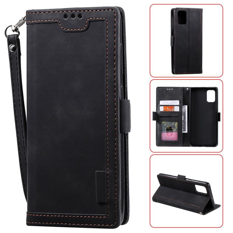 Etui Folio Samsung Galaxy A51 5G Czerwony Czarny Dwukolorowa Imitacja Skóry Ze Wzmocnionymi Konturami