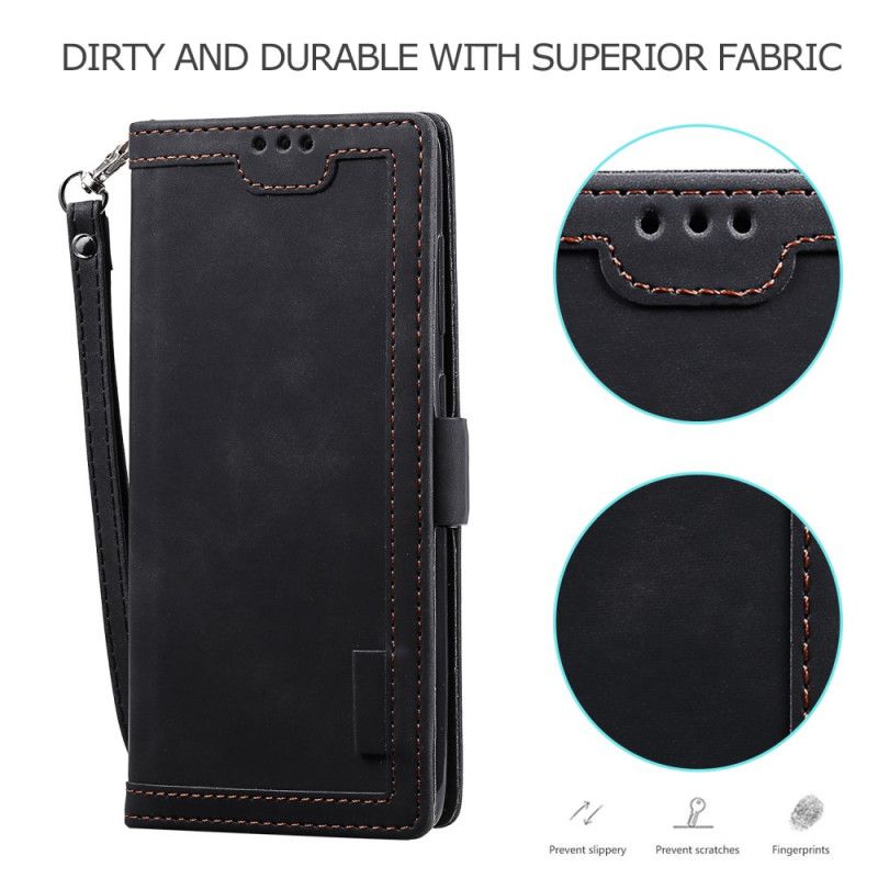 Etui Folio Samsung Galaxy A51 5G Czerwony Czarny Dwukolorowa Imitacja Skóry Ze Wzmocnionymi Konturami