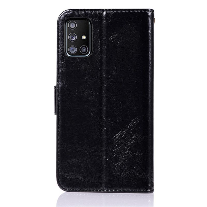 Etui Folio Samsung Galaxy A51 5G Czerwony Czarny Efekt Skóry W Stylu Vintage Z Paskiem