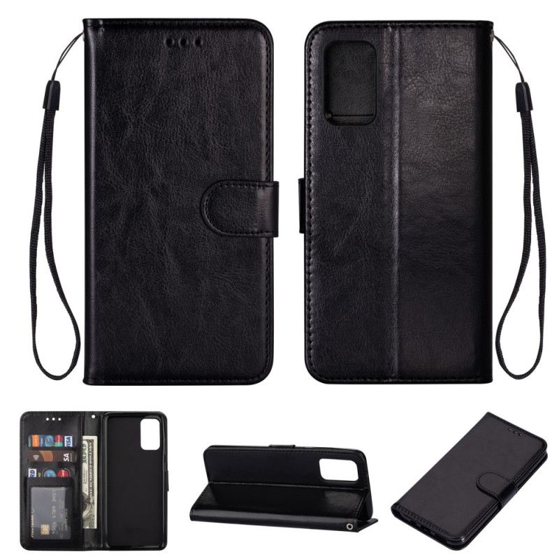 Etui Folio Samsung Galaxy A51 5G Czerwony Czarny Stara Tekstura Skóry Etui Ochronne