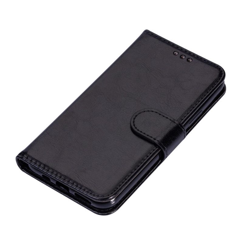 Etui Folio Samsung Galaxy A51 5G Czerwony Czarny Stara Tekstura Skóry Etui Ochronne