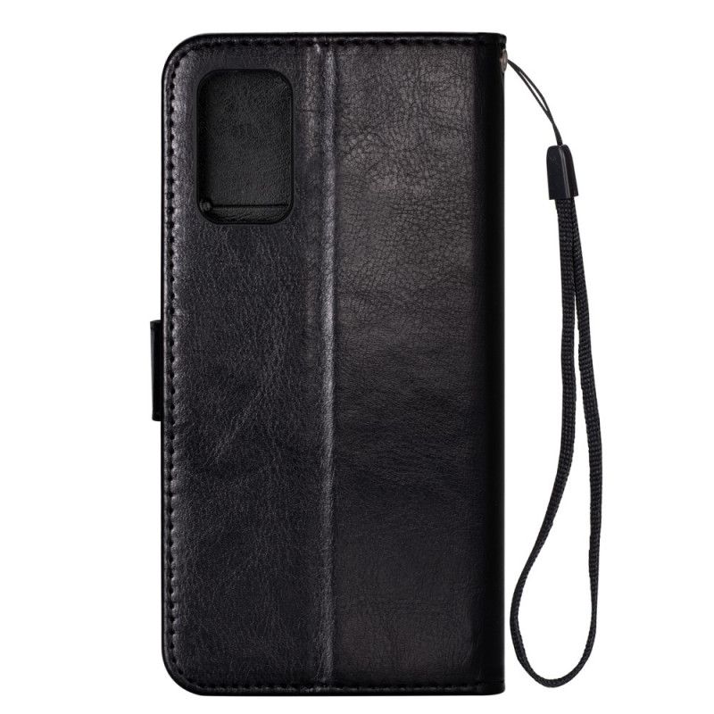 Etui Folio Samsung Galaxy A51 5G Czerwony Czarny Stara Tekstura Skóry Etui Ochronne