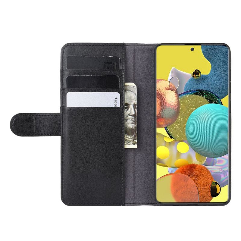 Etui Folio Samsung Galaxy A51 5G Kawa Czarny Dwoina Skóry Etui Ochronne