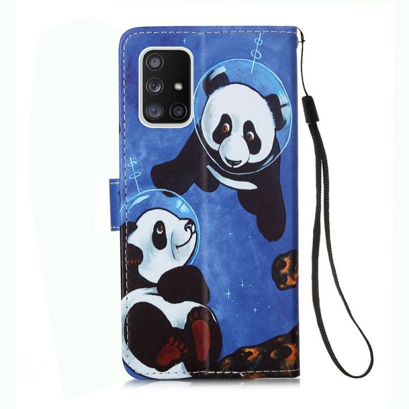 Etui Folio Samsung Galaxy A51 5G Kosmonauci Pandy Etui Ochronne