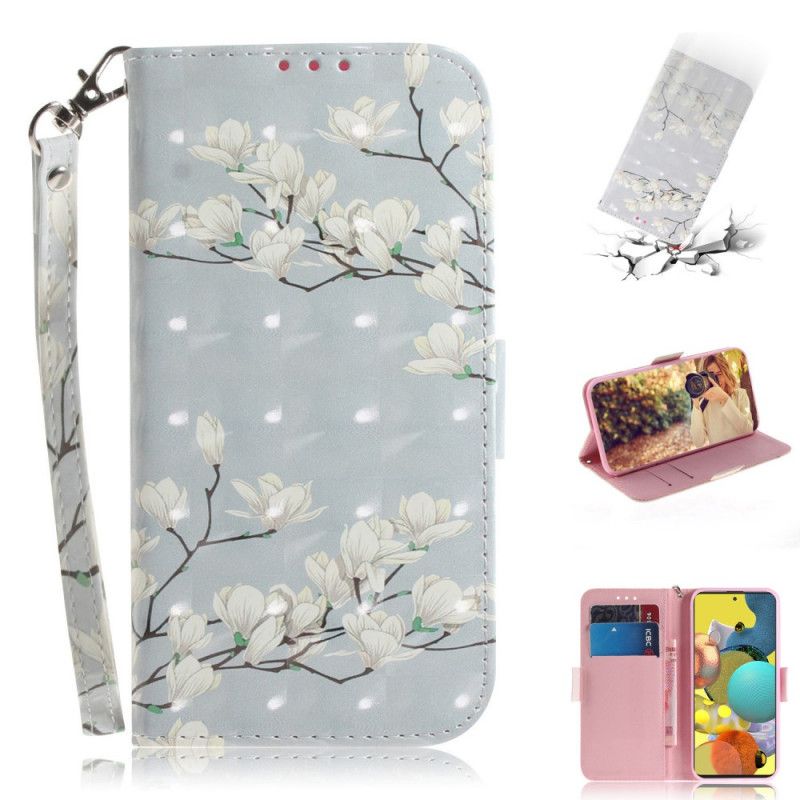 Etui Folio Samsung Galaxy A51 5G Kwitnące Drzewo Ze Stringami Etui Ochronne