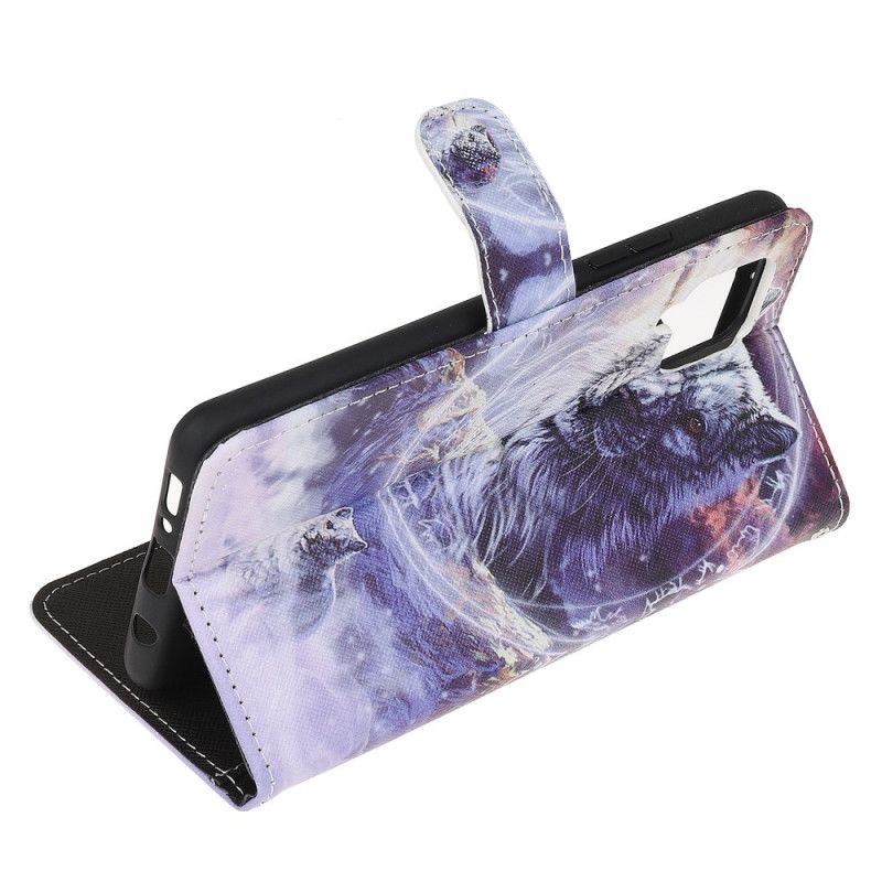 Etui Folio Samsung Galaxy A51 5G Wilk Zimą Ze Stringami Etui Ochronne