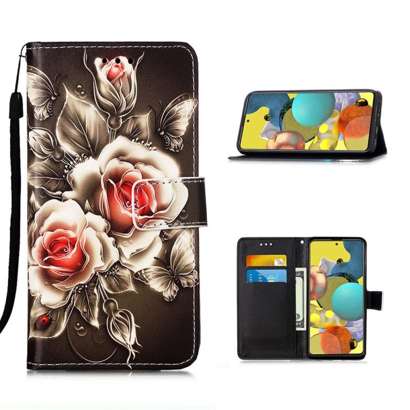 Etui Folio Samsung Galaxy A51 5G Złote Róże Etui Ochronne