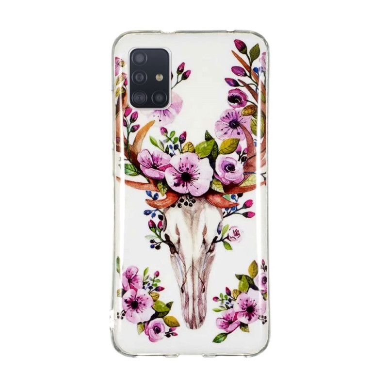 Etui Samsung Galaxy A51 5G Fluorescencyjny Kwiecisty Łoś Etui Ochronne